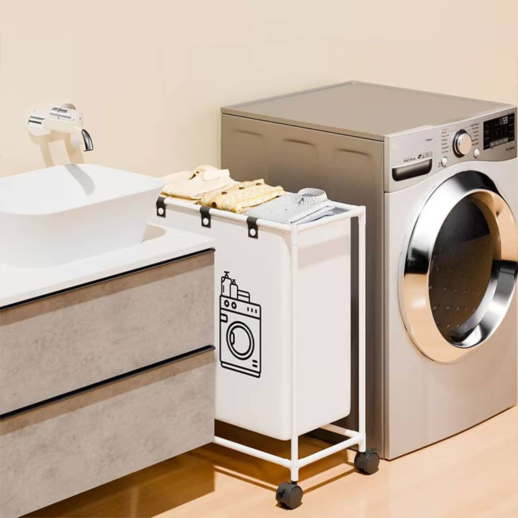 Panier à linge sur roulettes pour vêtements sales en salle de bain – سلة تجميع الملابس الغسيل - Maison - صورة 5
