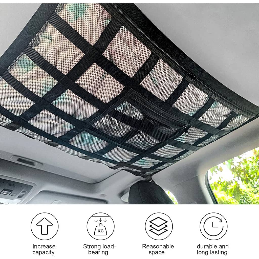 Filet de Rangement pour Toit Voiture Intérieur – منظم أغراض في سقف السيارة - Accessoires Auto/Moto - صورة 6