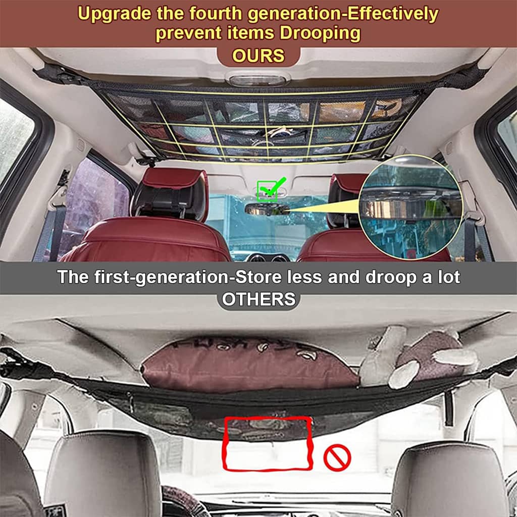 Filet de Rangement pour Toit Voiture Intérieur – منظم أغراض في سقف السيارة - Accessoires Auto/Moto - صورة 7