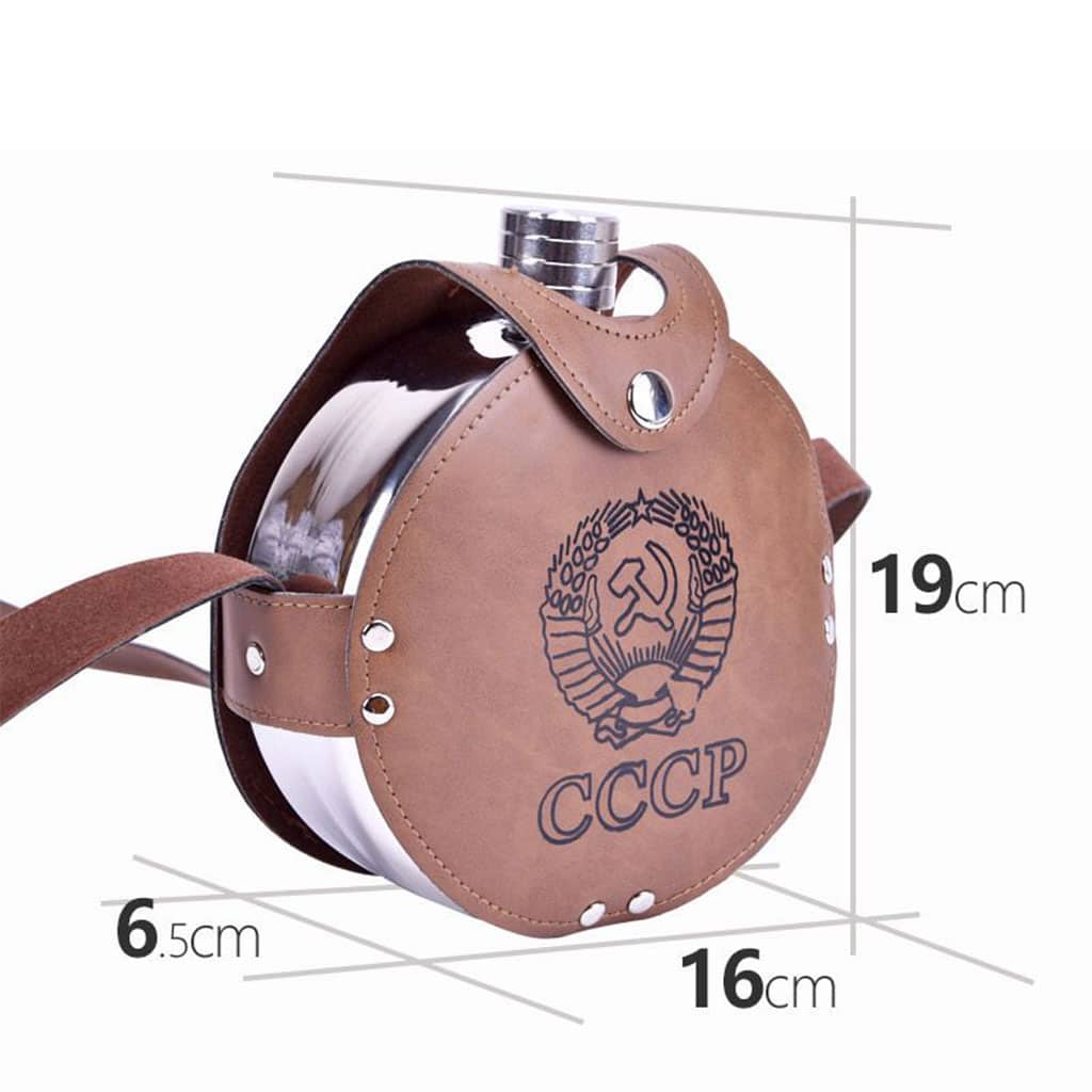 Flasque Métallique Portable 1200ml en Acier Inoxydable 18/8 avec Étui en Cuir pour Activités Extérieures - Camping et Randonnée - صورة 3