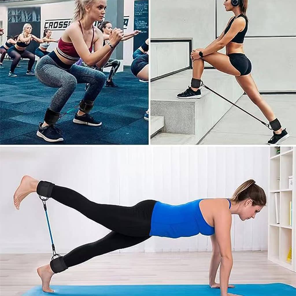 Bandes de résistance pour les jambes avec sangle de cheville 5Pcs – طقم أشرطة تدريب قابلة للتمدد - Sport - صورة 2