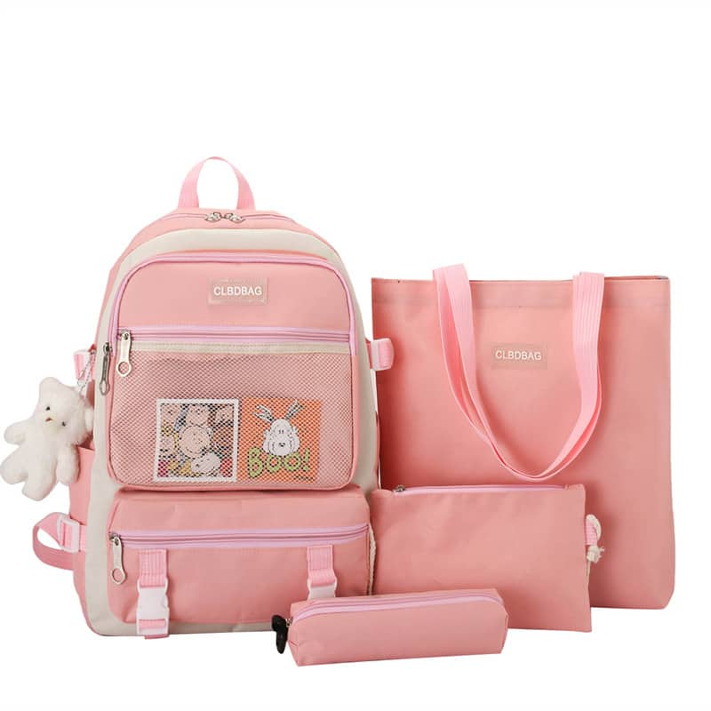 Ensemble de sacs d’école Kawai pour adolescents 4Pcs V3 CLBD Rose – محفظة 4 قطع كاواي وردي - Sac à dos et Mode - صورة 3