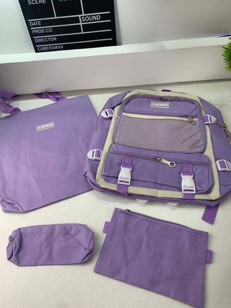 Ensemble de sacs d’école Kawai pour adolescents 4Pcs V3 CLBD Mauve – محفظة 4 قطع كاواي بنفسجي - Sac à dos et Mode - صورة 5