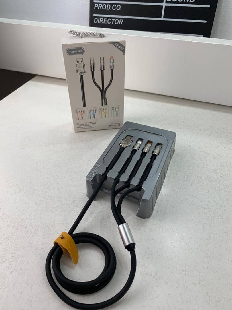 Câble de charge Rapide 3en1 Câble USB de 1.2 m avec 3 connecteurs 100W – كابل شحن سريع - Électronique - صورة 8