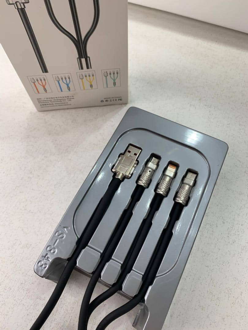 Câble de charge Rapide 3en1 Câble USB de 1.2 m avec 3 connecteurs 100W – كابل شحن سريع - Électronique - صورة 9