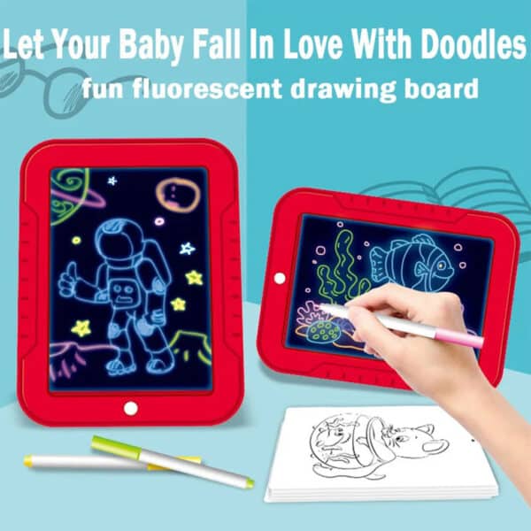 Tablette à dessin magique 3D avec lumière LED et stylo aquarelle – لوحة رسم ثلاثية الأبعاد مزودة بإضاءة أقلام مائية ملونة - Jouet & Gaming - صورة 2