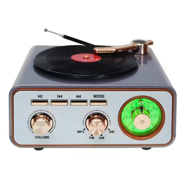 Haut Parleur et Radio tourne-disque vintage Bluetooth Sans Fil – مكبر صوت بلوتوث على شكل راديو - Décoration - صورة 3