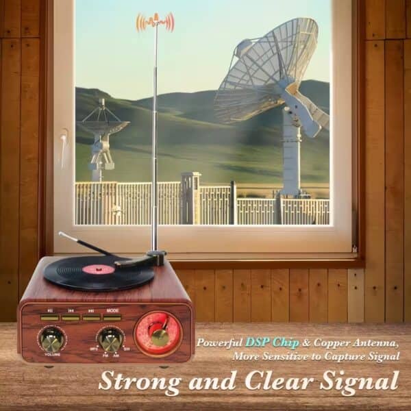 Haut Parleur et Radio tourne-disque vintage Bluetooth Sans Fil – مكبر صوت بلوتوث على شكل راديو - Décoration - صورة 6