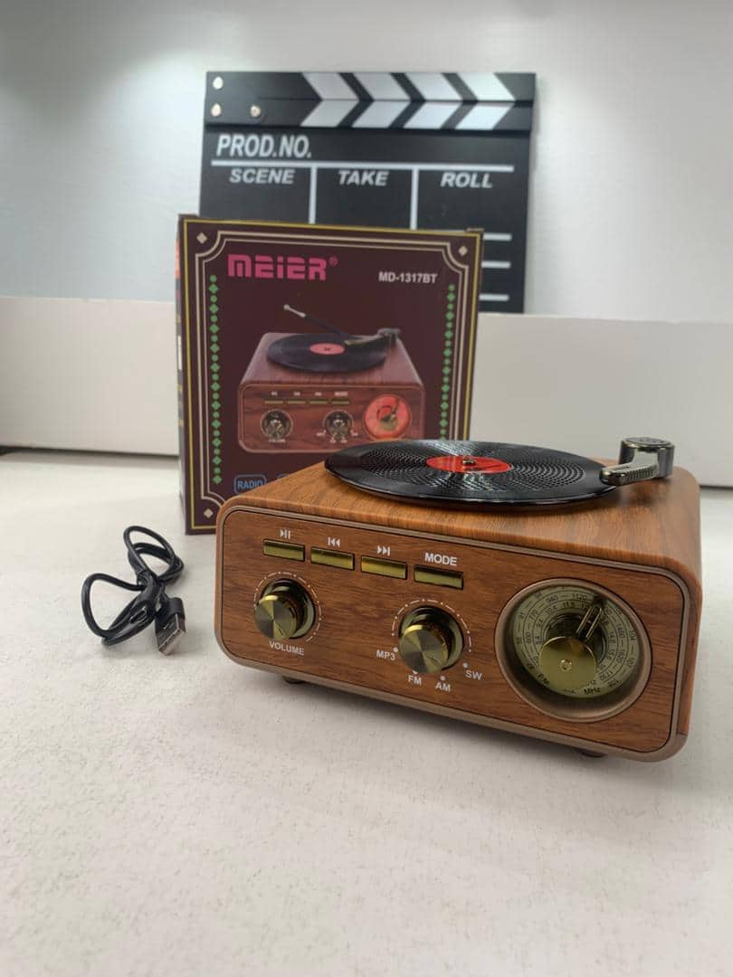 Haut Parleur et Radio tourne-disque vintage Bluetooth Sans Fil – مكبر صوت بلوتوث على شكل راديو - Décoration - صورة 7