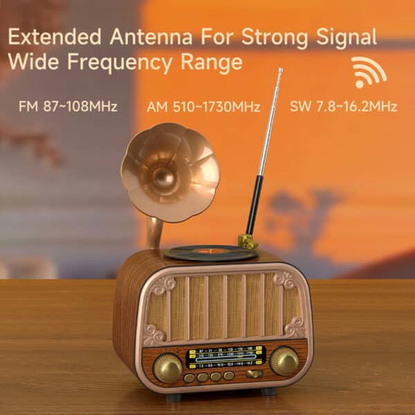 Radio rétro sans fil Bluetooth FM AM SW avec USB TF MD-1319BT – مكبر صوت بلوتوث على شكل راديو - Décoration - صورة 3