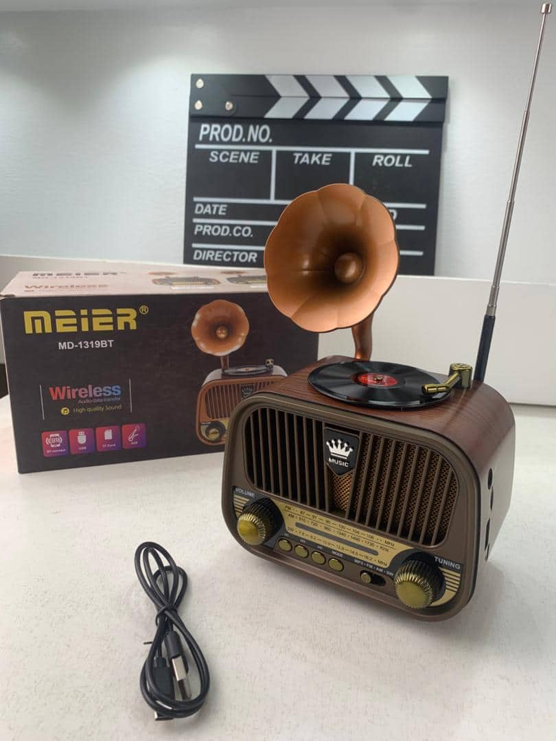 Radio rétro sans fil Bluetooth FM AM SW avec USB TF MD-1319BT – مكبر صوت بلوتوث على شكل راديو - Décoration - صورة 8