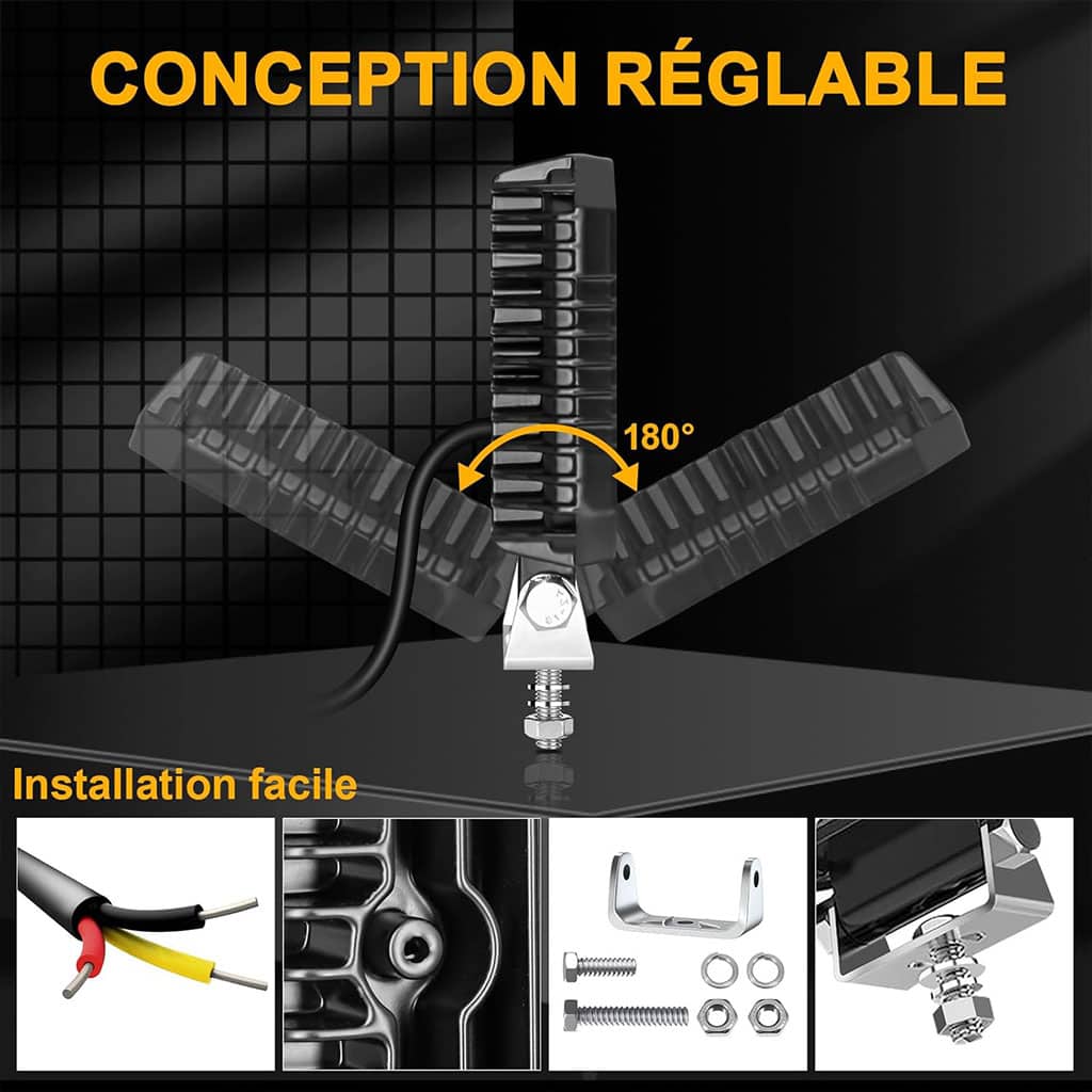 Phare LED Anti-brouillard 1PCS avec 5 Modes d’éclairage 12V-24V IP68 étanche – مصباح عالي السطوع للسيارات والدراجات النارية - Accessoires Auto/Moto - صورة 4