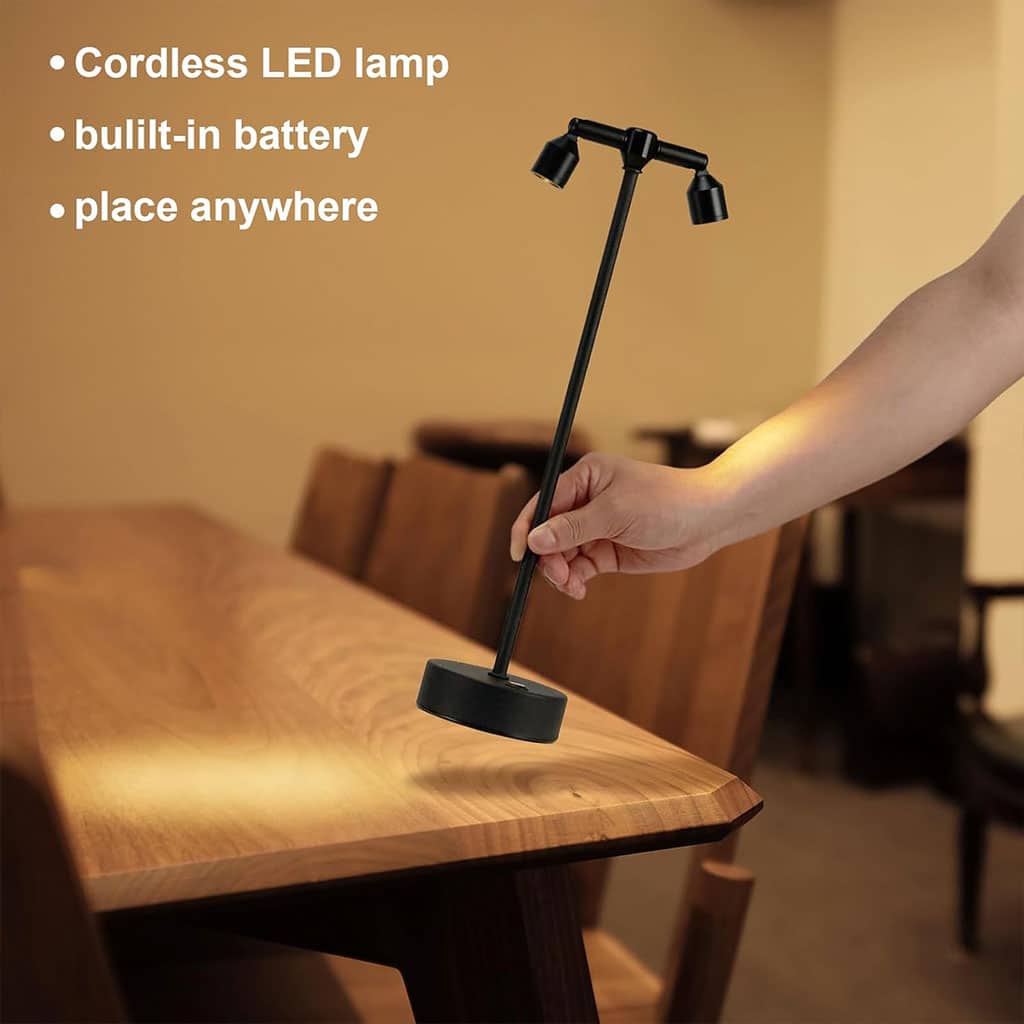Lampe de bureau LED rétro à double tête rotative à 360 degré – مصباح مكتب بعدة أوضاع إضاءة - Décoration - صورة 3