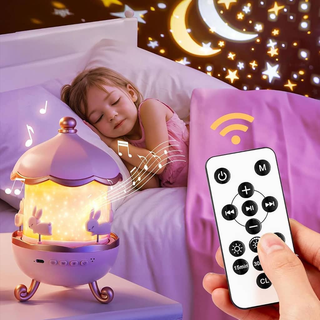 Projecteur ciel étoilé lapins rotation à 360° pour chambre d’enfants – جهاز تنويم الأطفال برسومات ملونة - Électronique - صورة 3