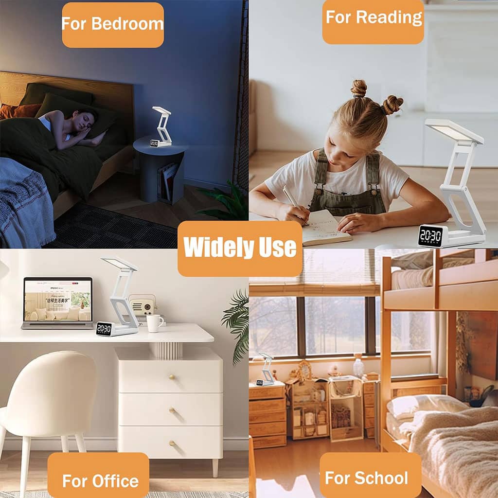 Lampe de bureau rechargeable sans fil avec réveil LED et power bank 5000 mAh – مصباح مكتب ومصباح مع شاحن متنقل - Électronique - صورة 2