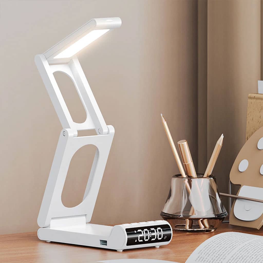 Lampe de bureau rechargeable sans fil avec réveil LED et power bank 5000 mAh – مصباح مكتب ومصباح مع شاحن متنقل - Électronique - صورة 5