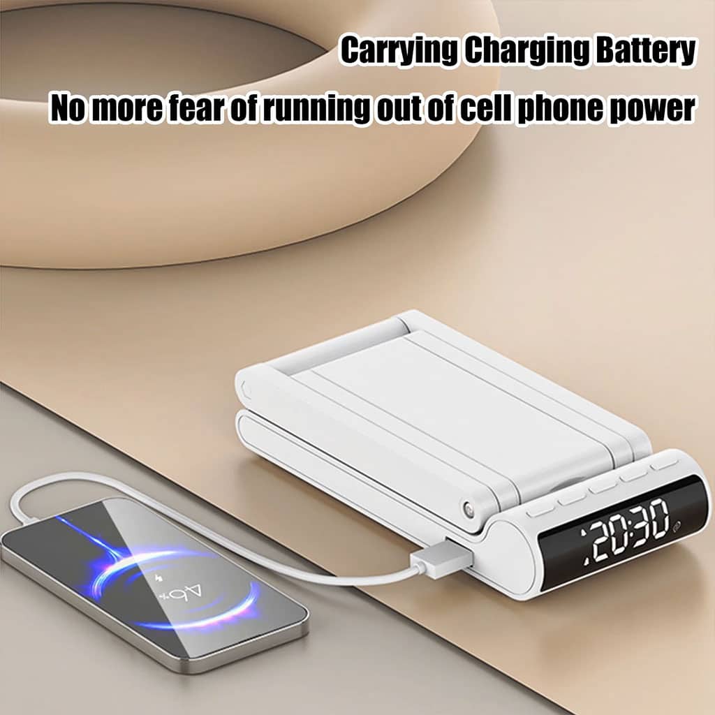 Lampe de bureau rechargeable sans fil avec réveil LED et power bank 5000 mAh – مصباح مكتب ومصباح مع شاحن متنقل - Électronique - صورة 6