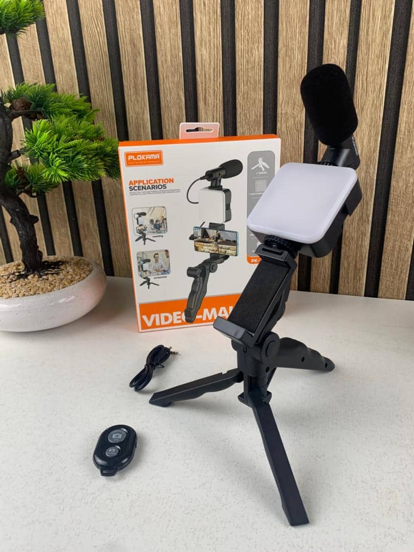 Kit d’enregistrement vidéo pour smartphone et appareil photo avec microphone à LED intégré – طقم تصورير إحترافي مع ميكروفون وإضاءة مدمجة - Électronique - صورة 8