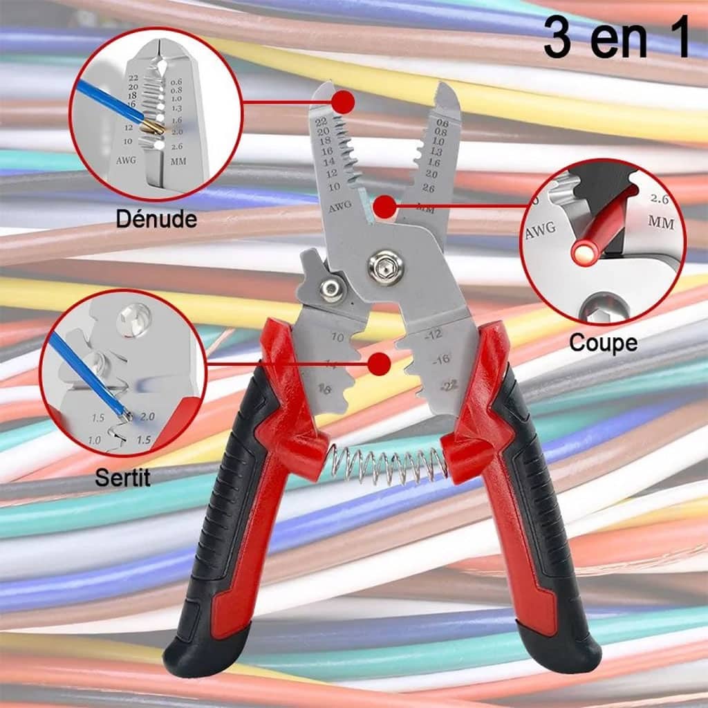 Coffret de sertissage 3en1 avec cosses 22-10 AWG – 170 pièces pour l’électricien - Outillage et Bricolage - صورة 2