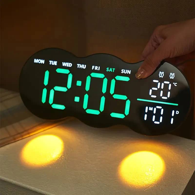 Horloge murale numérique à LED avec télécommande YX-2808 – ساعة حائط مع إضاءة مدمجة - Décoration - صورة 2