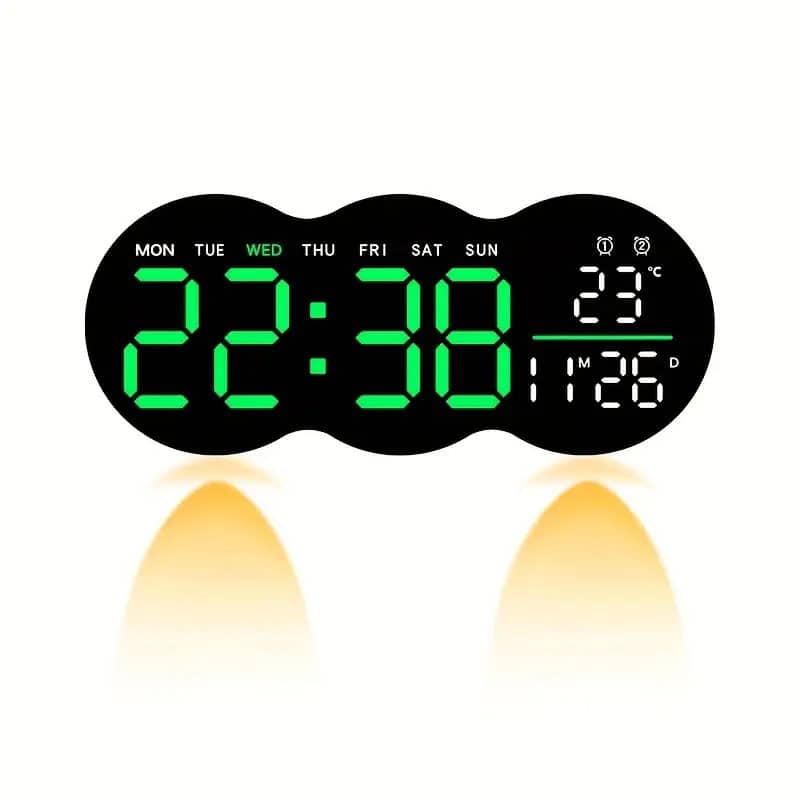 Horloge murale numérique à LED avec télécommande YX-2808 – ساعة حائط مع إضاءة مدمجة - Décoration - صورة 5