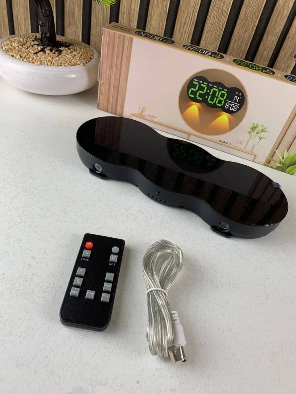 Horloge murale numérique à LED avec télécommande YX-2808 – ساعة حائط مع إضاءة مدمجة - Décoration - صورة 8