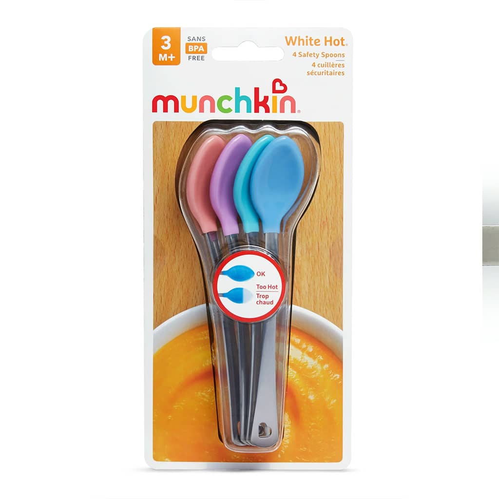 Pack 4Pcs Cuillère Bébé White Hot Thermosensible – طقم ملاعق لتغذية الأطفال مستشعرة للحرارة - Maternité - صورة 3
