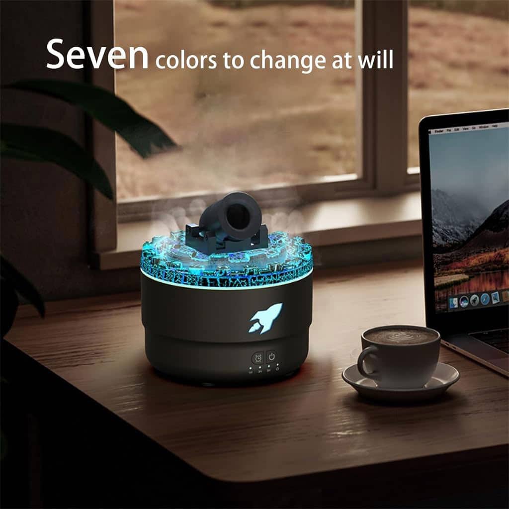 Humidificateur d’arôme à canon avec lumières LED colorées – معطر جو يضفي ديكور رائع في منزلك - Décoration - صورة 3