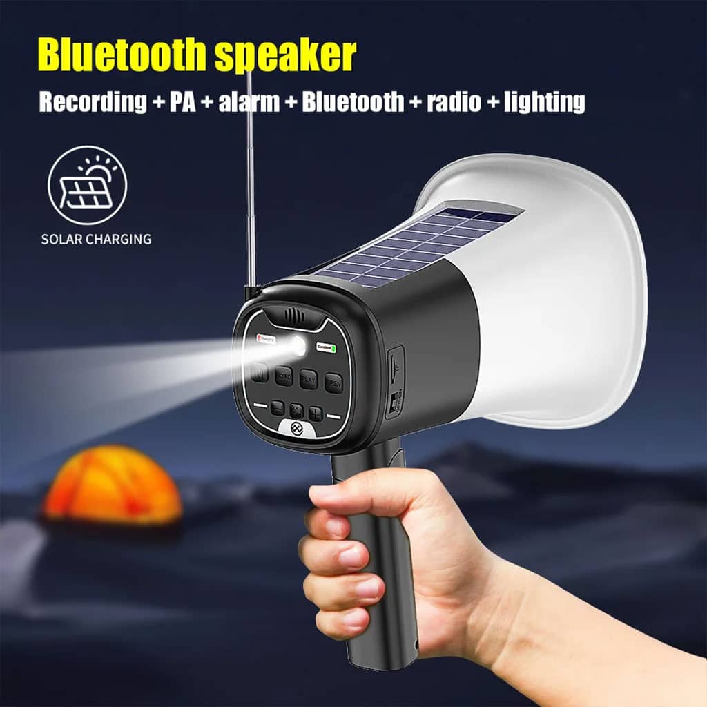 Mégaphone solaire portable pour Enregistrement en Extérieur avec Bluetooth V5.3 – مكبر صوت ومسجل بلوتوث - Électronique - صورة 6