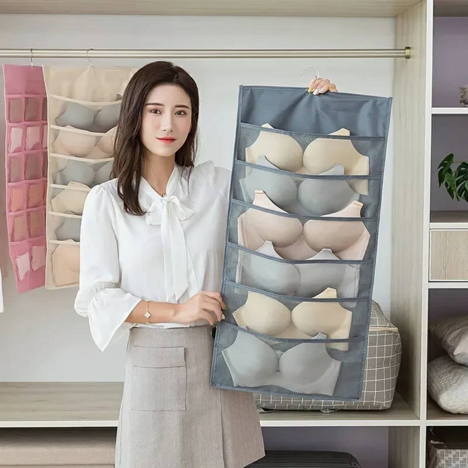 Organisateur de sous-vêtements multi-poches Double face suspendu de chaussettes de soutien-gorge - Maison - صورة 5