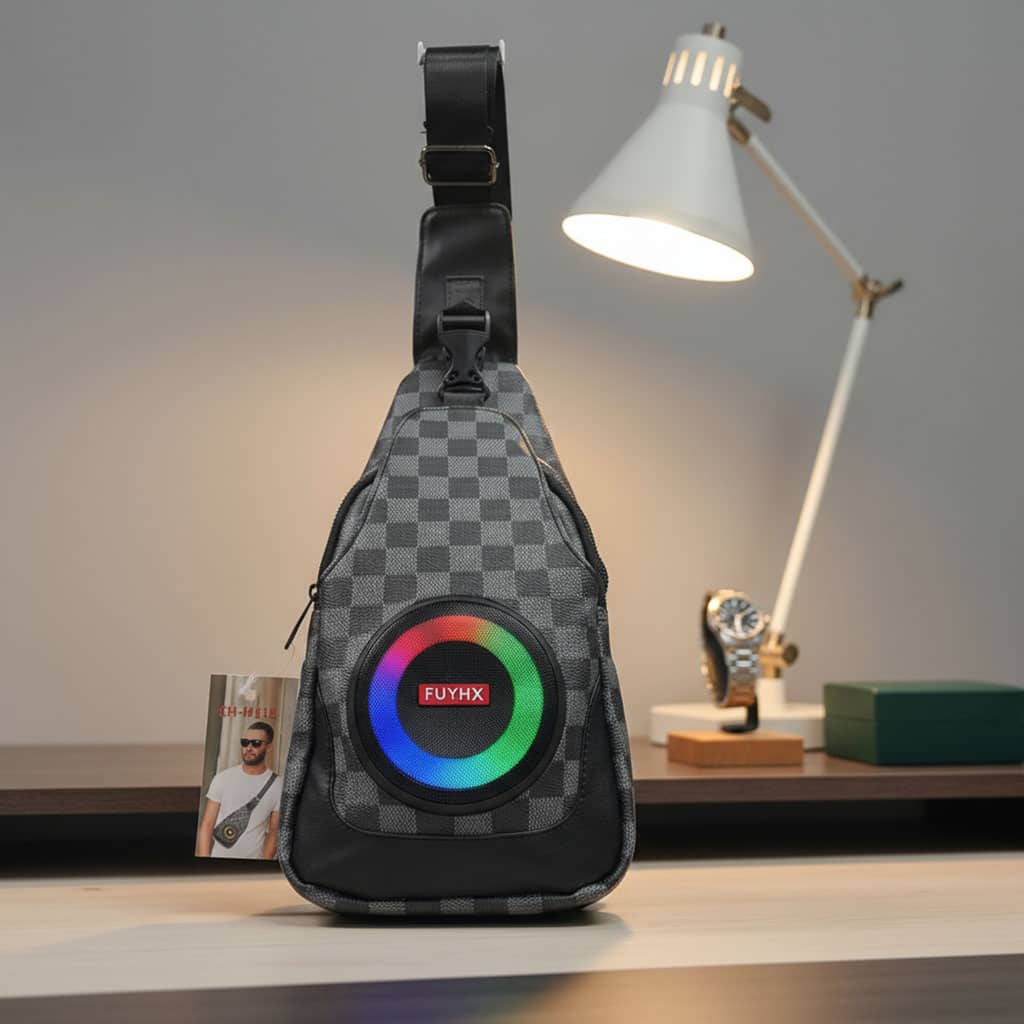Sac à Bandoulière avec Haut Parleur Bluetooth Rechargeable RGB CH-M818 – حقيبة رجالية مع مكبر صوت بلوتوث مدمج - Électronique - صورة 3