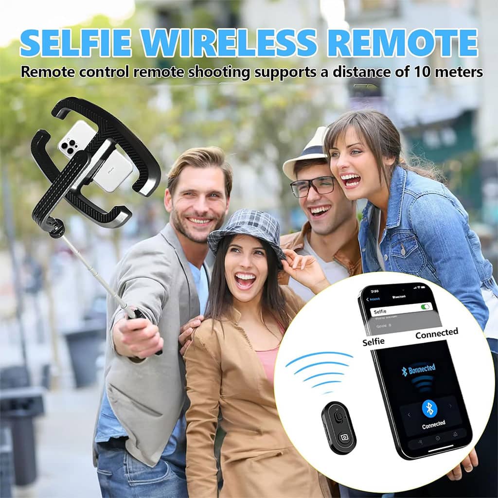 Perche à Selfie Extensible avec Support pour Téléphone et Lampe LED – عصا سيلفي مع إضاءة مدمجة ويد تحكم - Électronique - صورة 6