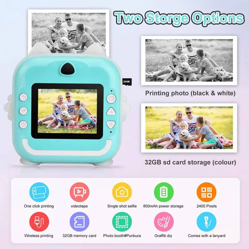 Appareil Photo Numérique HD pour Enfants avec Imprimante Thermique – كاميرة أطفال وصابعة صور فورية - Jouet & Gaming - صورة 2