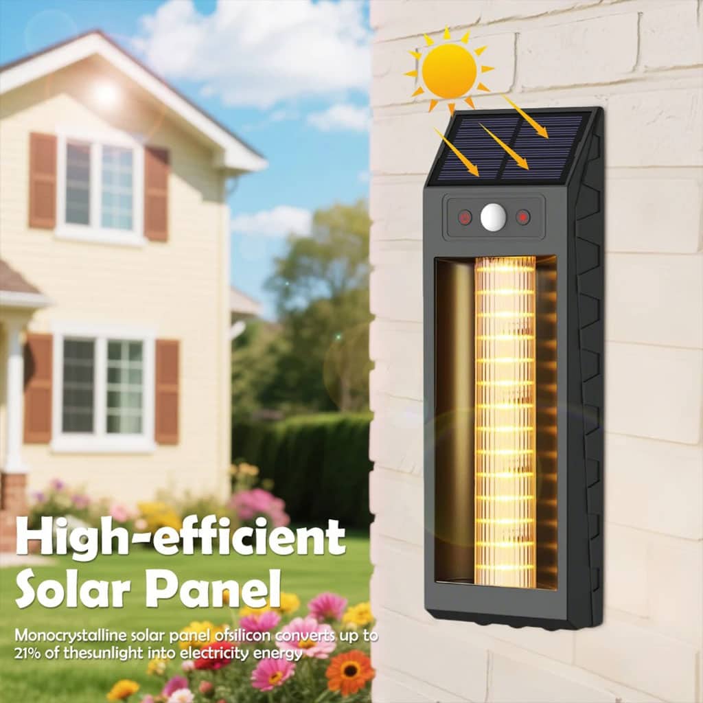 Lanterne Murale Solaire avec Lumière Colorées et Détecteur de Mouvements – مصباح خارجي يعمل بالطاقة الشمسية - Maison - صورة 6