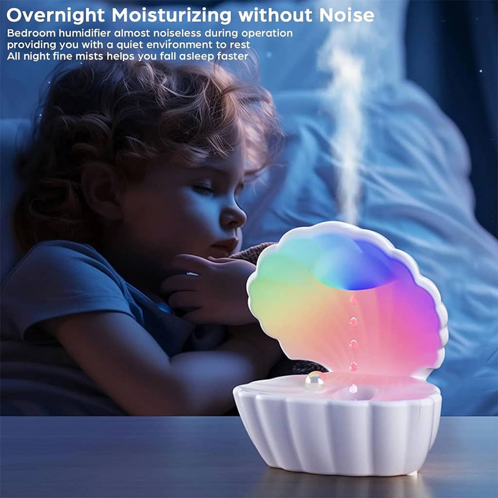 Humidificateur d’air et Haut Parleur BT avec lumière d’ambiance antigravité 550ml – مكبر صوت ومعطر جو على شكل محار البحر - Électronique - صورة 2