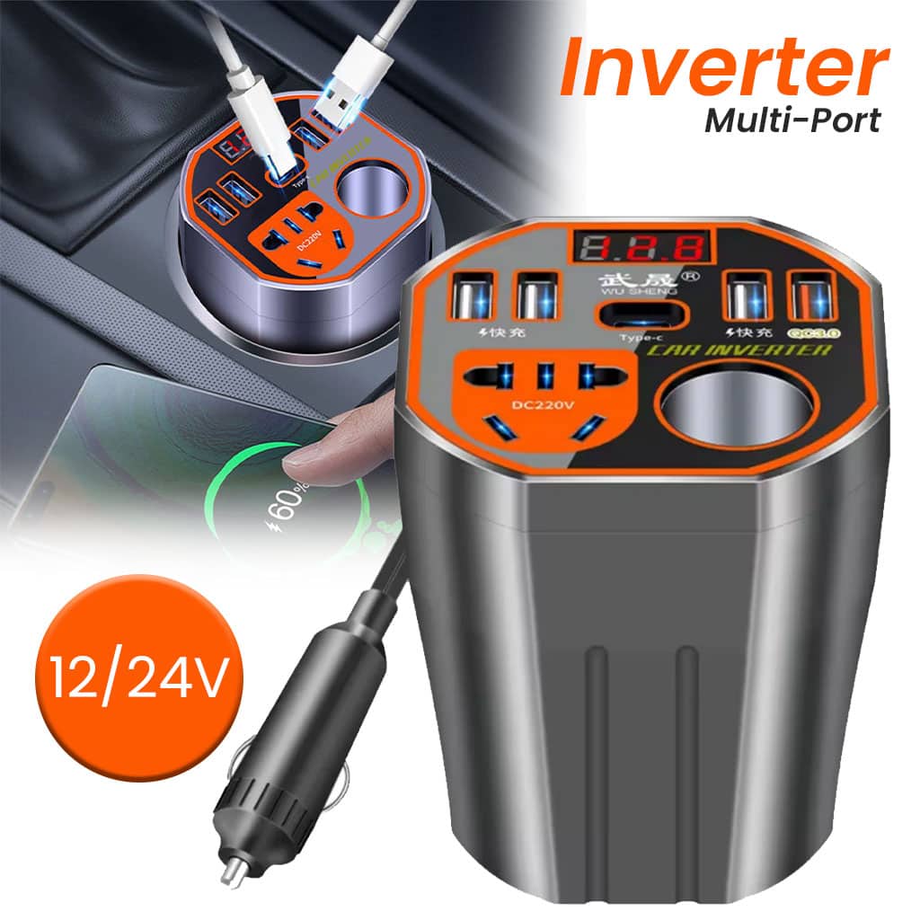 Convertisseur de Puissance pour Voiture 12V/24V vers DC220V Charge Rapide – محول التيار الكهربائي في السيارة