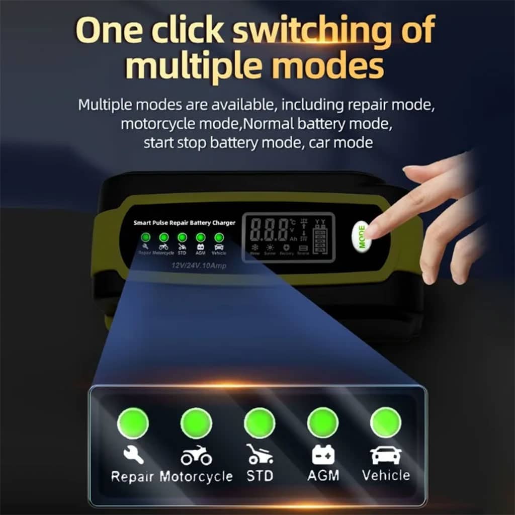 Chargeur de batterie voiture automatique intelligent 12-12v.10Amp – شاحن بطارية للسيارات - Accessoires Auto/Moto - صورة 5