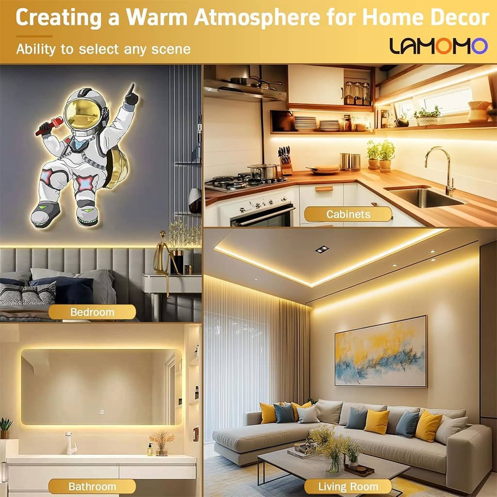 Bande LED lumineuse à détecteur de mouvement pour lit 3000K lumière chaude App Control - Électronique - صورة 4