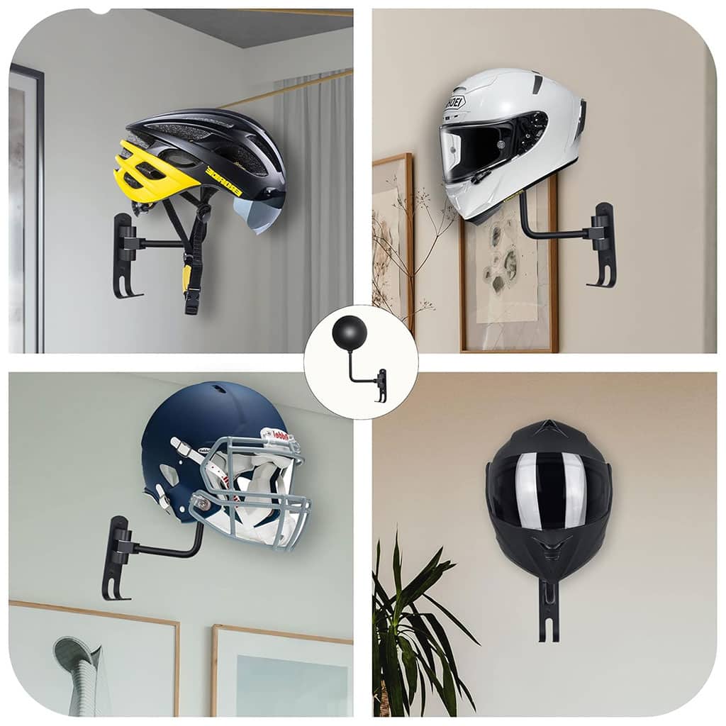 Support Mural pour Casque avec 2 Crochets pour Manteaux – حامل خوذة يُثبّت على الحائط مزود بخطافين للمعاطف - Accessoires Auto/Moto - صورة 7
