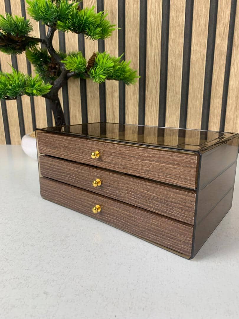 Coffret à bijoux en bois à 3 niveaux très élégant couleur noyer – علبة تنظيم المجوهرات - Soins et Beauté - صورة 7