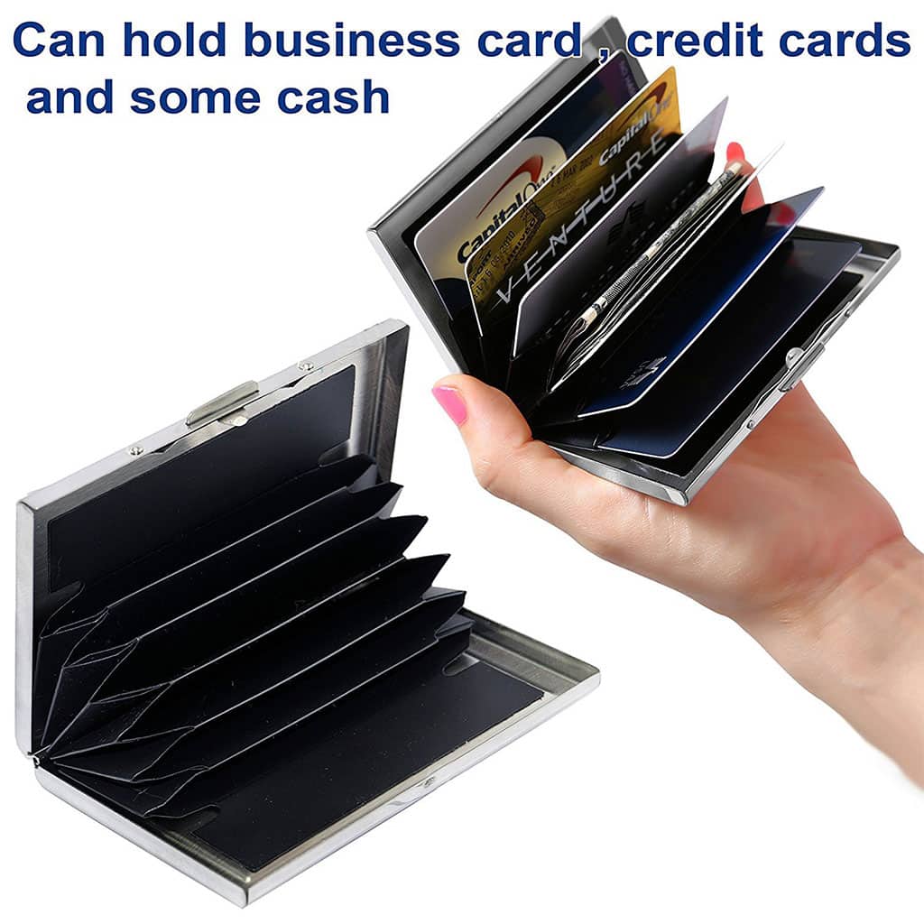 Étui portefeuille en acier noir avec protection RFID pour 6 cartes de crédit – محفظة بطاقات الإئتمان - Accessoires - صورة 6