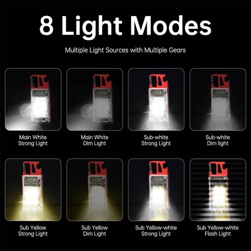 Lampe de poche COB 1000 lumens multifonction avec 6 modes d’éclairage – مصباح متعدد الوظائف - Camping et Randonnée - صورة 4