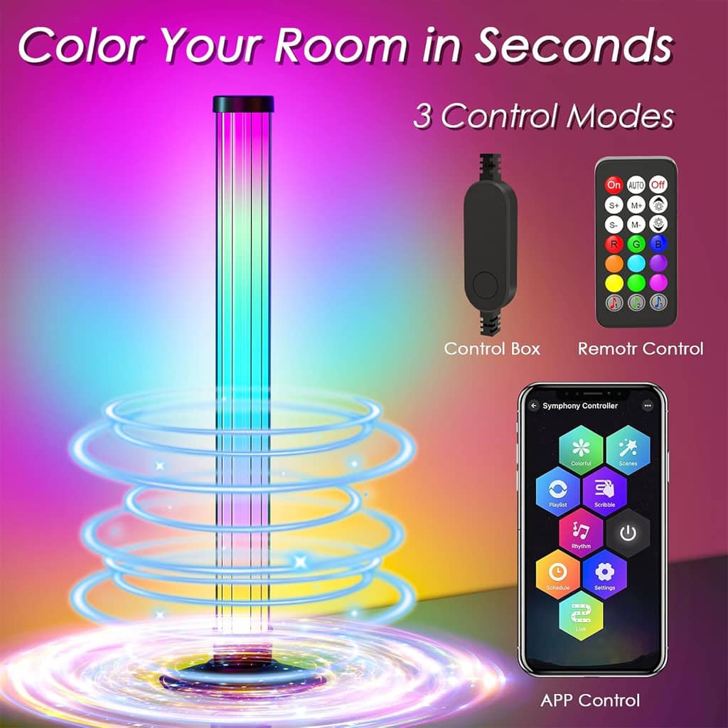 Lampes d’ambiance 2Pcs LED RVB Smart 360° avec plusieurs modes et synchronisation de la musique - Électronique - صورة 5