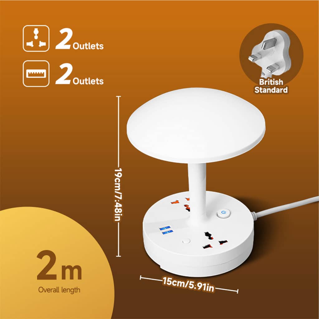Multiprise et lampe de bureau 2500W avec USB Ports à intensité variable 3 couleurs - Électronique - صورة 2