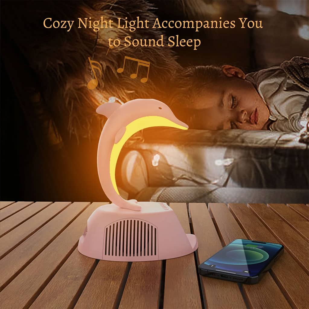 Haut-Parleur Bluetooth Dauphin avec Lampe d’Ambiance LED RGB et Chargeur Sans Fil 15W - Électronique - صورة 3