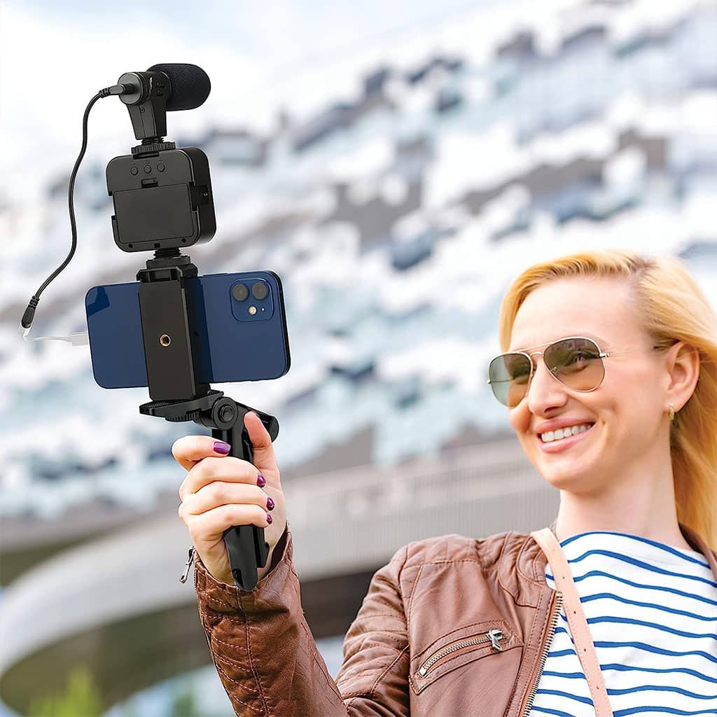 Kit de Vlogging pour smartphone et appareil photo avec microphone et LED RGB - Électronique - صورة 2