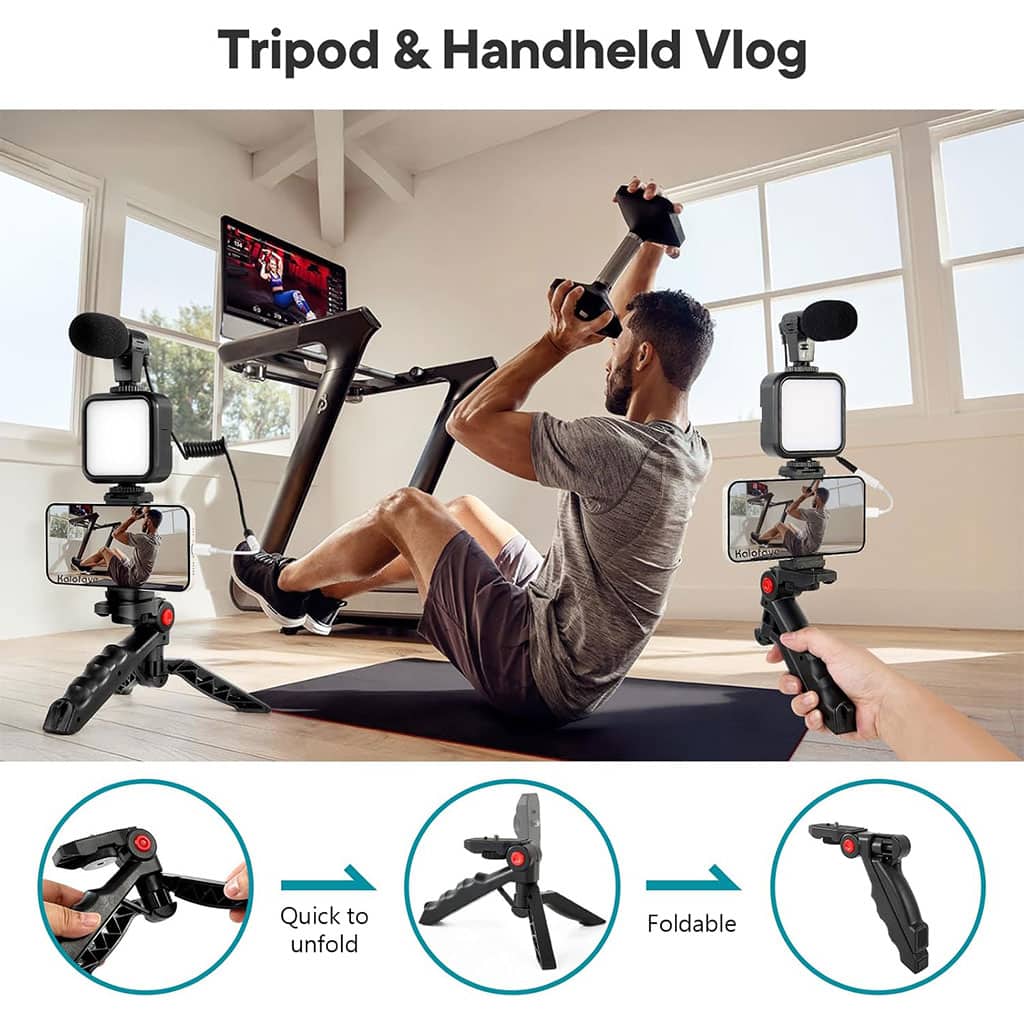 Kit de Vlogging pour smartphone et appareil photo avec microphone et LED RGB - Électronique - صورة 4