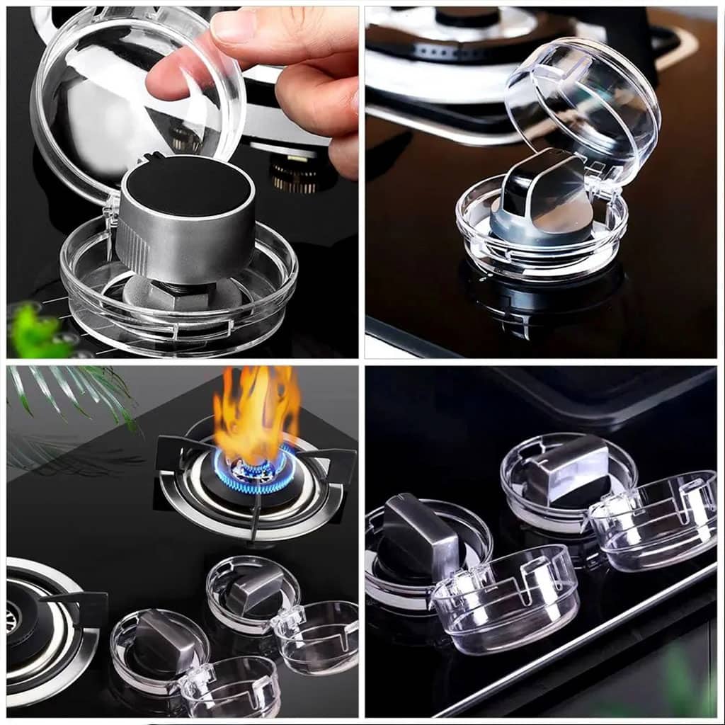 Pack de 4Pcs protections transparentes universelles pour boutons de cuisinière à gaz – طقم أغطية أزرار موقد الطبخ - Cuisine - صورة 3