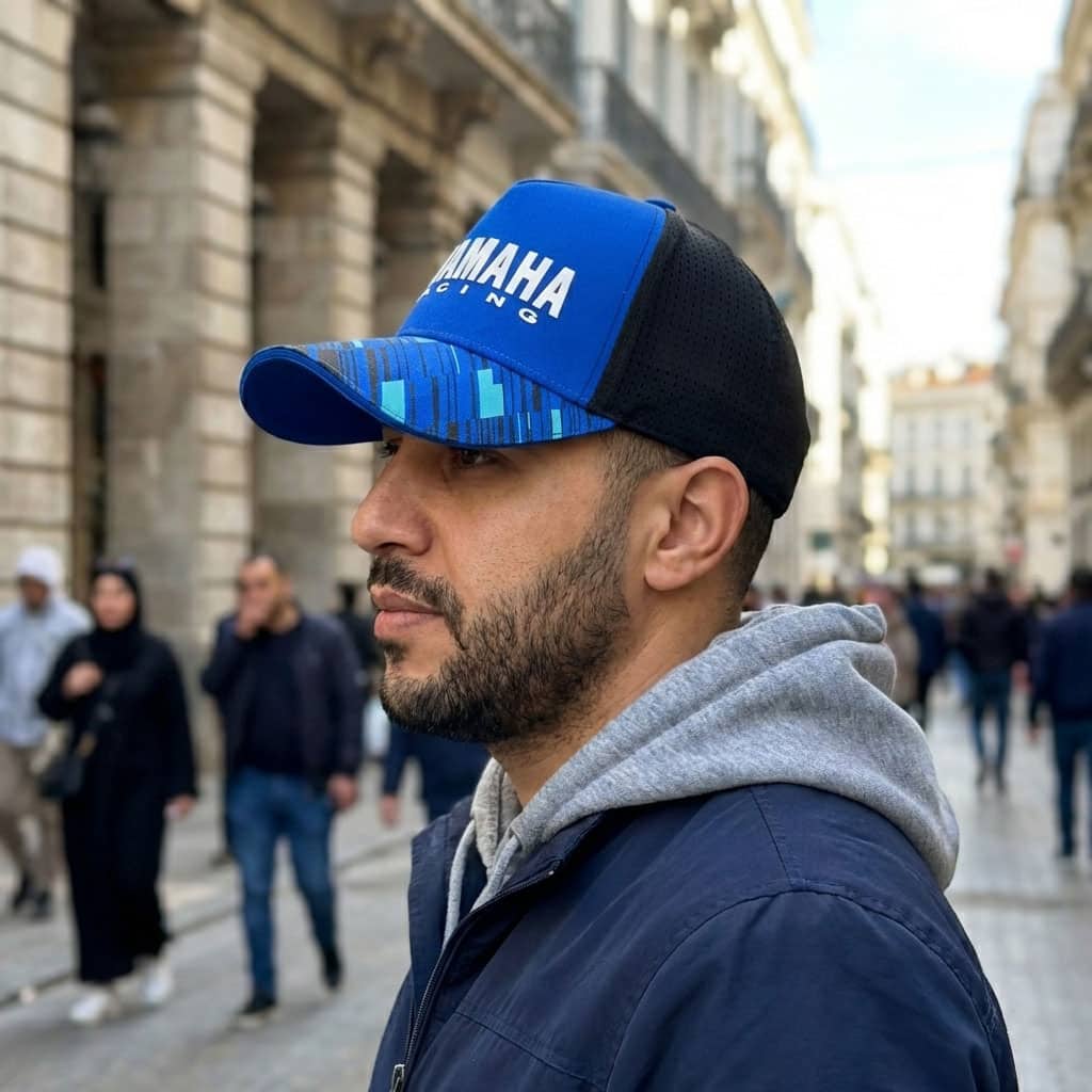 Casquette Yamaha Racing Bleu et Noire avec Filet Respirant Unisexe – قبعة رياضية جودة عالية - Accessoires - صورة 3