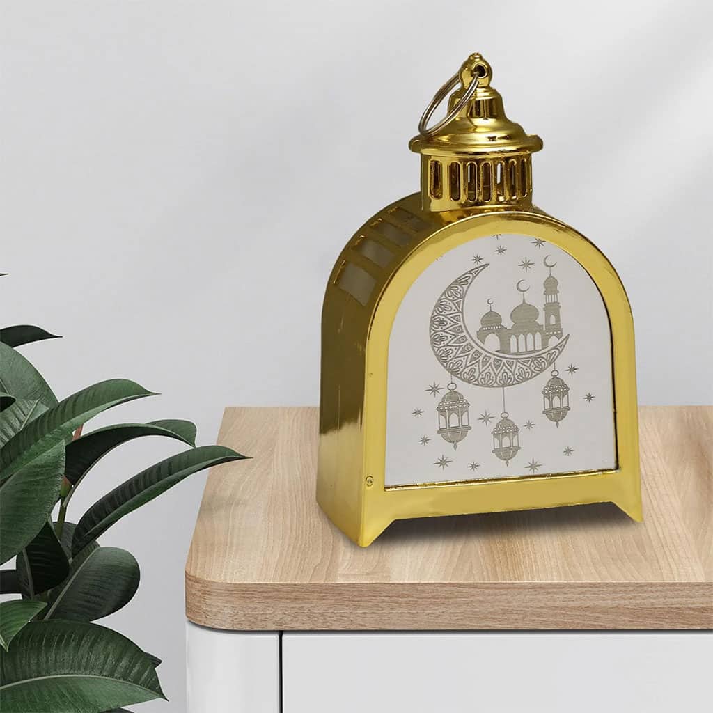 Lanterne de Ramadan Dorée LED Design Traditionnel avec Silhouette – فانوس مضيء لشهر رمضان - Décoration - صورة 3